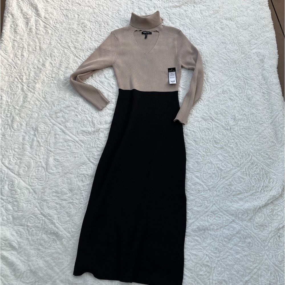 Ribbed knit dress size XL in black and tan‎